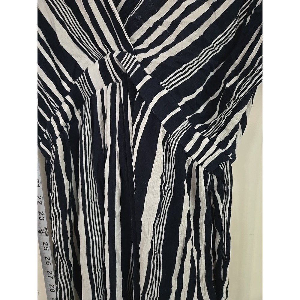 NY&Co Blue White Striped Off The Shoulder Jumpsuit Medium Wide Leg Summer - Picture 8 of 14